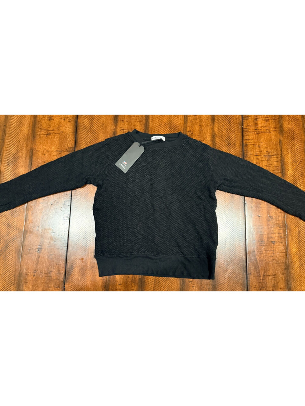 LA Made Salt Creek Pullover Textured Knit Sweater, Black Made in Los Angeles, XS